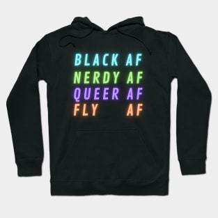 Black Nerdy Queer and Fly (Text Only) Hoodie